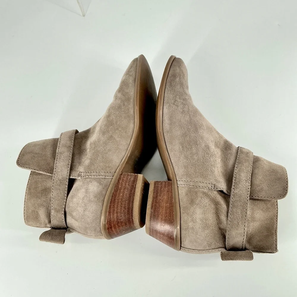Kate Spade New‎ York Size 7 Taupe Suede Bow Ankle Booties Buckle TALEY